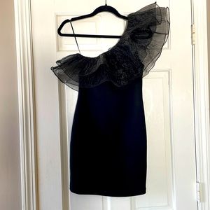 Zara NWT Black Bodycon statement dress. Fitted and slimming. Make an entrance!